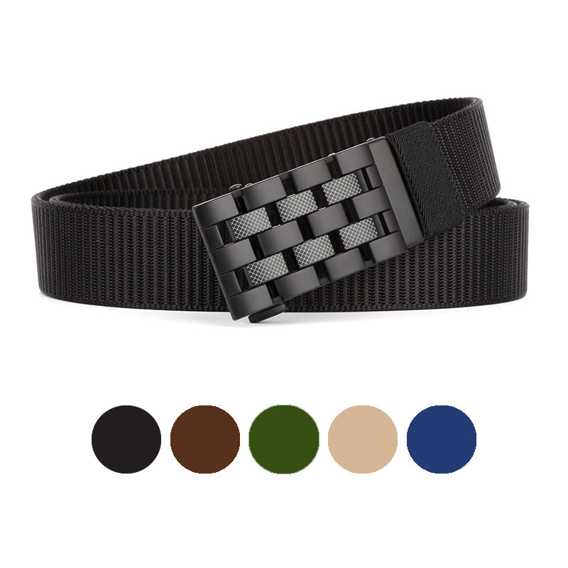 Weaving belt with checkerboard lock design
