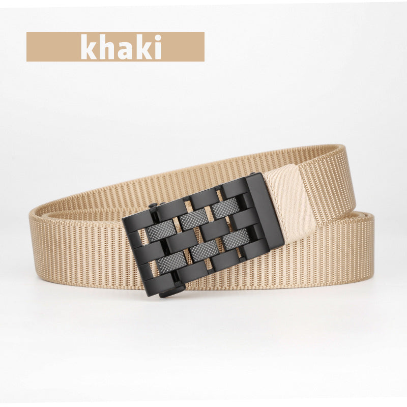 Weaving belt with checkerboard lock design