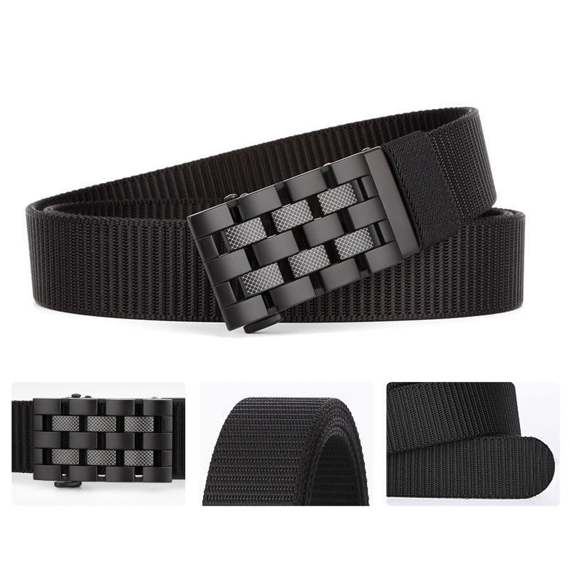 Weaving belt with checkerboard lock design
