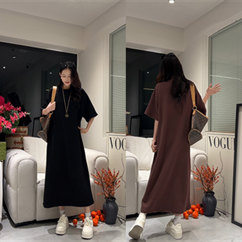 A T-shirt Shaped Dress Large Size Long Style