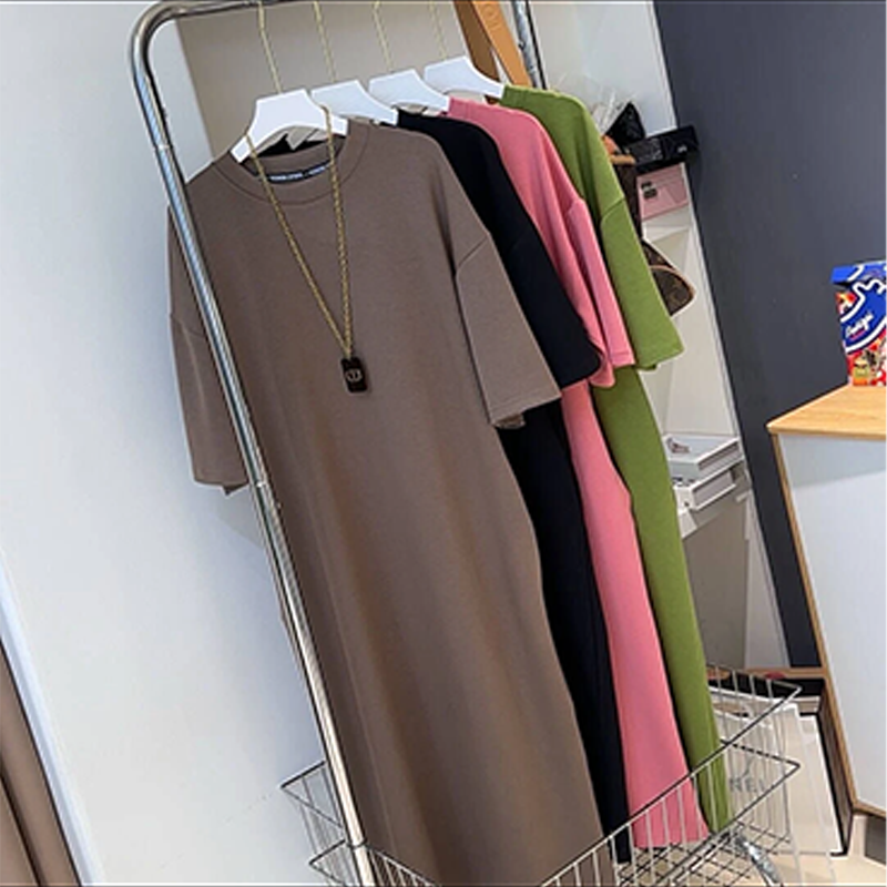 A T-shirt Shaped Dress Large Size Long Style