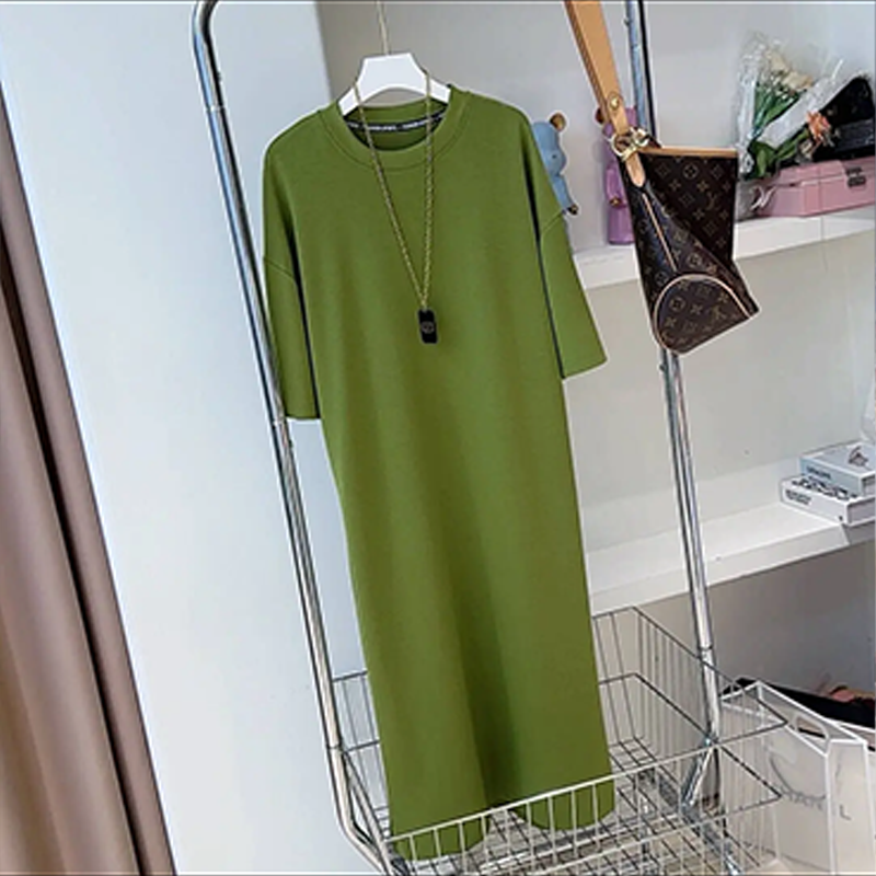 A T-shirt Shaped Dress Large Size Long Style