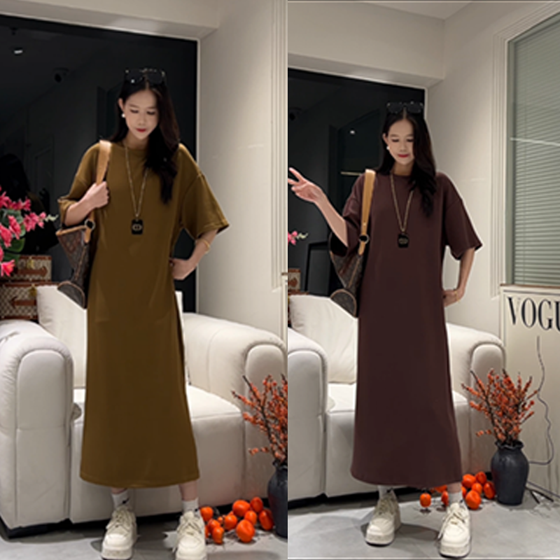 A T-shirt Shaped Dress Large Size Long Style
