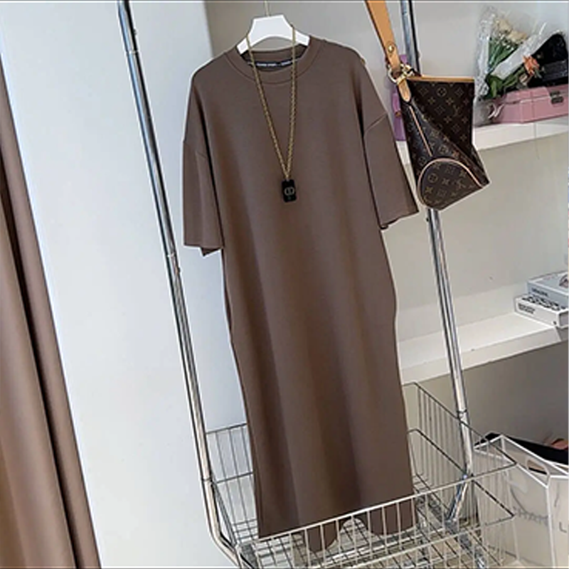A T-shirt Shaped Dress Large Size Long Style