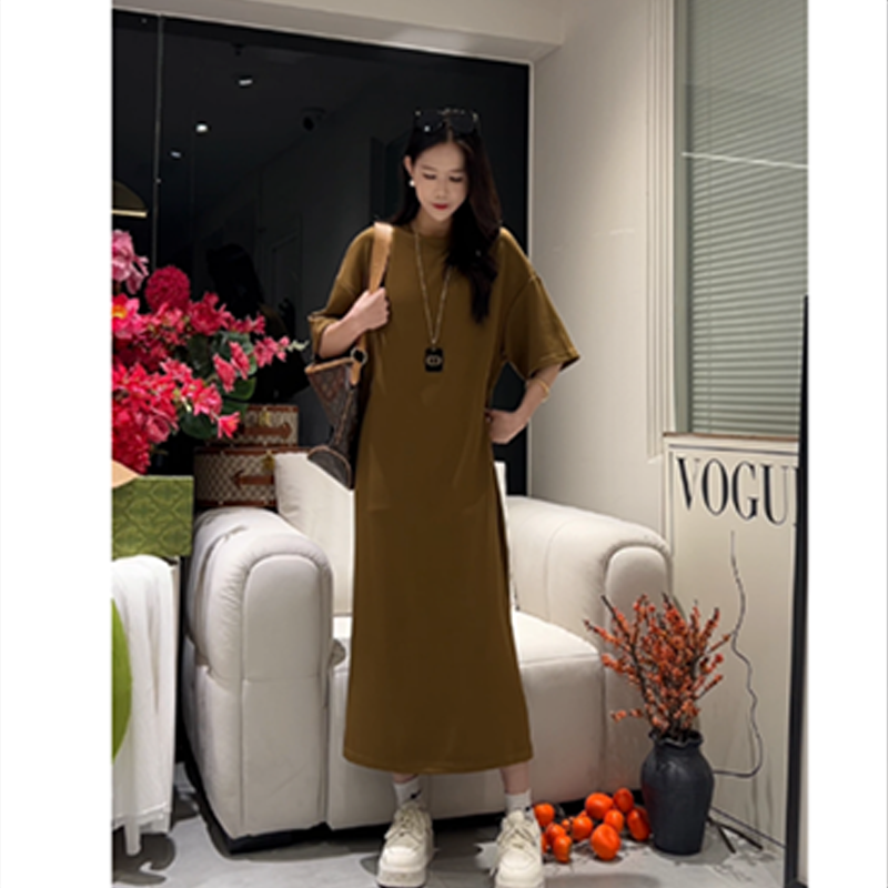A T-shirt Shaped Dress Large Size Long Style