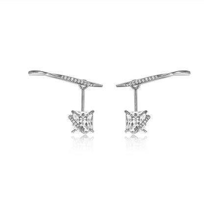 Square zircon pendant earrings 1 set